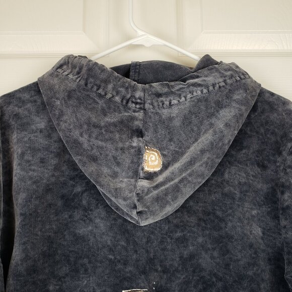 Phoenix Conexion Wearable Art Hand Painted Gray Corduroy Hooded Jacket. Size S - Picture 6 of 9